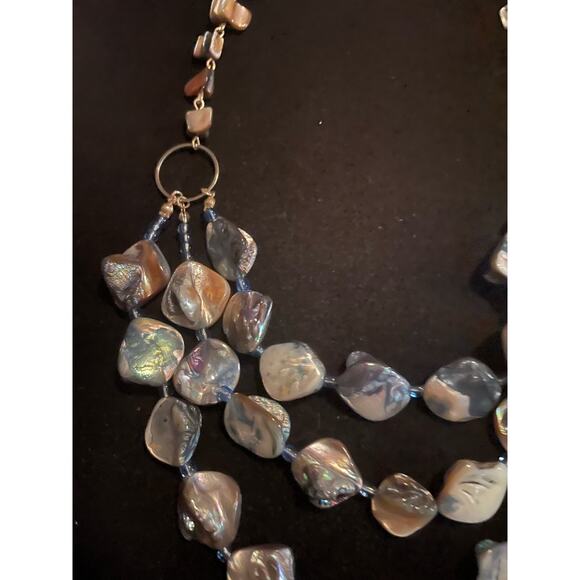 Iridescent Blue and Purple Tones Layered Statement Necklace - Picture 3 of 3